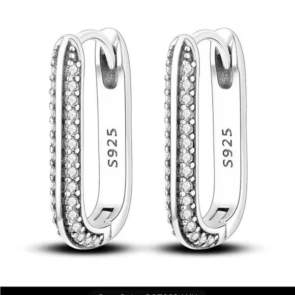 Elegant Silver Hoop Earrings sterling silver sparkly minimalist New